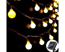 Solar String Lights Outdoor 60 LED, 8M/27Ft Solar Fairy Lights, 8 Modes Waterproof Solar Powered Globe Lights, Garden Lightin