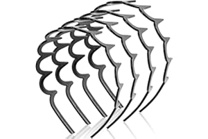 LOPHE 4 Serres-têtes Zig Zag Noir - Bandeau de Sport Anti-Glisse avec Dents de Requin pour Femme et Homme - Pratique pour le Yoga, Fitness ou Maquillage - en ABS Léger Sans Marquage - Noir