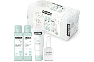 Suavinex, Neceser para Bebés de Tela, Set Regalo Bebé Recién Nacido con Cosmética: Gel Champú 100 ml + Loción Hidratante 100 ml + Crema Pañal 75 ml + Baby Cologne 50 ml. Formato Viaje. Azul Dreams