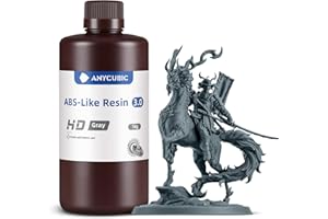 ANYCUBIC ABS-Like Resin 3.0, Resina para Impresora 3D con Excelente Dureza y Tenacidad, Alta Precisión, Bajo Olor 405 nm Resina Curable para Impresoras 3D de Resina, HD Gris, 1000g