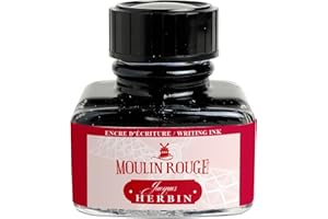 Jacques Herbin 13827T - Flacon d'encre à écrire pour stylo-plumes et stylos roller - 30 ml - rouge - Moulin rouge