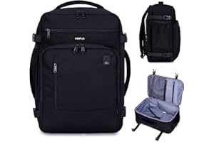 ECOHUB Ryanair Mochila Viaje Cabina Avion 40x20x25 Maletas de Viaje Cabina Bolsa de Viaje Bolso del Ordenador Portátil Maleta de Mano Under Seat Eco PET Mochila para Equipaje de Mano 20L, Negro