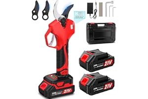 AOSTOK Tijeras De Podar Electricas, Diámetro de Corte 45 mm, Cuchillas Sharp Sk7, Tijeras De Podar Bateria 2X Baterías De Litio Recargables 2000 mAh Apto Para Huertas, Jardines, Granjas.