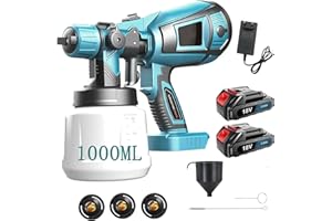 ANUPTTA Pistola a Spruzzo,Sostituzione Per Makita,mit Batteria 2x3000mah E Caricabatterie Pistola Per Verniciatura Di Pareti,Soffitti,Recinzione Da Giardino,Spruzzatore 800ml Contenitore Rimovibile