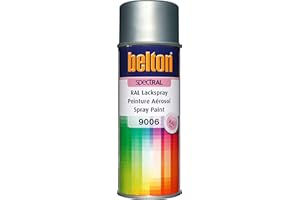 belton Peinture SpectRAL Bombe Aérosol Spray de Peinture Toutes Surfaces - RAL 9006 Aluminium Blanc - Brillant - 400 ml - Ref. 324188