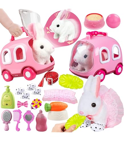 Hopearl Coniglietto Elettronico Interattivo Rosa - Peluche Animato Con Saltelli, Orecchie Che Tremano E Suoni, Regalo Bambini 3+ Anni