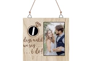 DERCLIVE Personalized Wedding Countdown Photo Frame Countdown Calendar Engagement Gift Bridal Shower Gift Best for 6x4 Photo