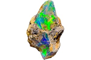 JAGUAR GEMS Natural Ethiopian Opal Rough Gems - 9.4 Carat- Quality Stone Jumbo Fire Ethiopian Raw Crystal Rock Gemstone for Jewelry Making, Wire Wrapping,, 9.4 CARAT, Gemstone, ethiopian opal