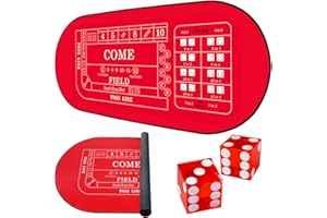 TMKEFFC Craps Mat, principio di gioco, stile casinò a casa, esperienza casinò di alta qualità a casinò a casa: tappetino di lusso con dadi premium per serate di gioco imbattibili