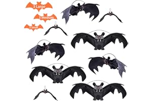 JONAMI Halloween Dekoracje Nietoperze, Realistyczne Patrząc Wewnątrz Zestaw Dekoracji, Miękkie Gumowe Wiszące Bat (3 Duże + 3 Średnie + 3 Małe) do powieszenia