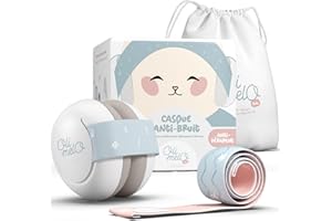 Oli-Melo Casque Anti Bruit Bébé : Protection Auditive, Amélioration du Sommeil, Avion - Certifié CE - Bandeaux Antidérapants - Protège les Oreilles jusqu'à 34 dB - Nourrisson, Enfant jusqu'à 36 Mois