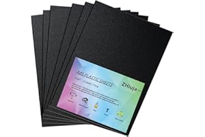 ZHluja Black ABS Plastic Sheets- 1.5mm/0.060" Thick,305 x 406mm, 6 Pack for Laser Cutting, and Moldable