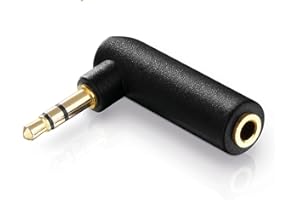 conecto CC20097 adapter kątowy 3,5 mm wtyk typu jack (3-biegunowy) na złącze jack (3-biegunowe), pozłacany, czarny