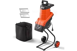 AIVOLT Biotrituratore Elettrico Trituratore Rami Trituratore Rami e Foglie 2500 W, Spessore del Ramo 45 mm, Sacco di Raccolta da 50 L e un Paio di Lame di Ricambio Incluso