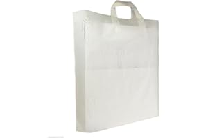 COMPLETE RETAIL SOURCE LTD 50x New Plastic White Carrier Bags Heavy Duty Silhouette See Through Luxury Bags