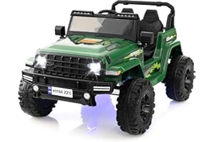COSTWAY 24V Electric Ride on Car, 2-Seater Battery-powered Truck with Remote Control, LED Lights, Bluetooth, Music, Horn, USB, 4 Wheels Vehicle Toy for 3-8 Years Old (Green)
