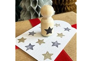 LUCK AND LUCK Mini Rubber Star Ink Stamp, Christmas Crafts, Rubber Stamp for Cards Scrapbooking Projects, Wooden Star Stamp, DIY Gift Tags Crafts