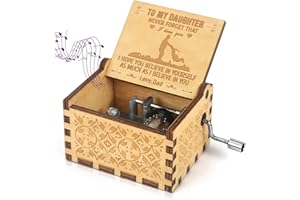 Sakruda Wooden Music Box for Daughter You Are My Sunshine,Gift from Dad to Daughter,Hand Crank Wood Music Box Laser Engraving Handmade Musical Box Mechanism Antique Gift for Kids on Birthday,Christmas