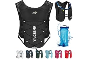 ONETOALL Laufweste Damen mit 500ml Trinkflasche/2L Trinkblase, Leichter Trinkrucksack Laufen Herren 6L, Runing Vest Reflektierend für Jogging, Trailrunning, Fahrrad, Marathon, Motorrad, nur 150g