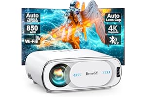 Videoprojecteur - 4K Auto Cache Lentille Auto Focus 6D Keystone 850ASIN Projecteur video Jimveo Retroprojecteur Full HD 1080P WiFi6 Bluetooth Portable - Vidéoprojecteur 4K Supporté Zoom 50% Home Ciném