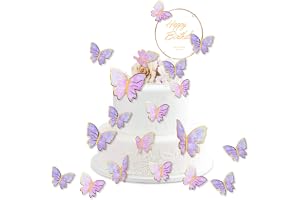 OSDUE 21 stycken butterfly cupcake-toppers, fjäril födelsedagstårta toppers dekoration, fjäril tårta topper, cupcake-dekoration för bröllop, födelsedag, babyshower, festtillbehör