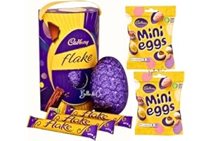BELLA & CO. Cadbury Easter Eggs Chocolate Bundle of Cadbury Flake Large Chocolate Easter Egg with 3 Flake Chocolate Bars & 2 Mini Eggs Cadbury Bags (80g) | Easter Eggs Chocolate | Chocolate Gifts