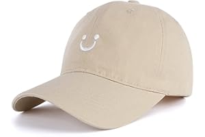 Hebenie Baseball Caps for Women - Cotton Ladies Baseball Caps Adjustable Casual Summer Outdoor Sports Peak Caps for Women Girls UK Smile Face Embroidered