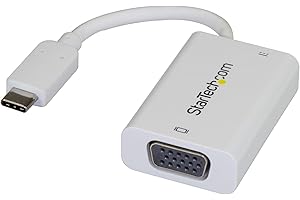 StarTech.com USB C to VGA Adapter with Power Delivery - 1080p USB Type-C to VGA Monitor Video Converter w/ Charging - 60W PD Pass-Through - Thunderbolt 3 Compatible - White (CDP2VGAUCPW)