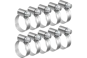 Bolatus Adjustable Hose Clips, 10 Pcs Stainless Steel Worm Drive Clamps for Securing Connections Home Gas Pipe Water Line and Fuel Line