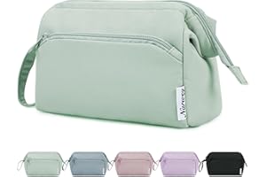 Narwey Grande Ouverte Trousse de Maquillage de Voyage Trousse de Toilette pour Hommes Femmes (Vert Menthe)