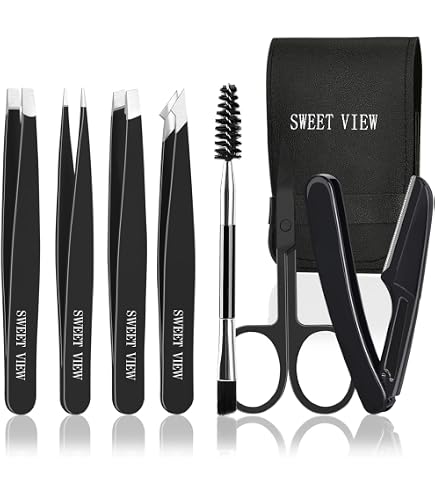 Hebterrka 6-teiliges Pinzetten-Set Mit 30x Vergrößerungsspiegel – Präzision Für Augenbrauen & Kosmetik
