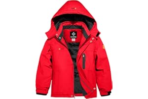 GEMYSE Veste de Ski Imperméable de Montagne pour Garçon Manteau d'hiver Extérieur en Polaire Coupe-Vent avec Capuche