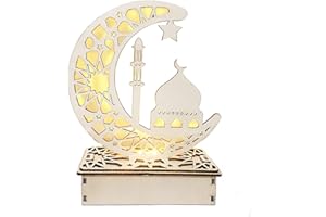 JEZIORO Ramadan Decorations for Home,Ramadan Lights,3D Wooden Moon Star Table Lamp,Eid Mubarak Led Night Light Decoration,Muslim Lantern Decor,for al-fitr Ornaments,Islamic Party,Festival Decorative Gifts