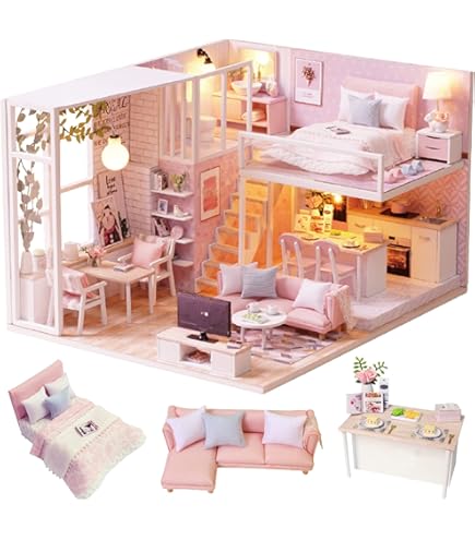 Crafts&Co Bouwpakketten Volwassenen & Kinderen - Houten Poppenhuis - Miniatuur - De