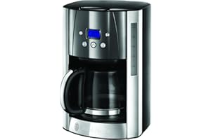 Russell Hobbs Cafetière [Technologie WhirlTech-extraction optimale] Luna grise (1000W,Verseuse en verre 1,5L, 12 tasses, Programmable, Minuteur digital, Auto-Nettoyante) Machine à café filtre 23241-56