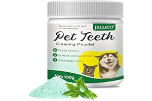 WAYMAYTECY 100g Cura Dei Denti Polvere Cane E Gatti, Pulizia Denti Polvere, Animali Domestici per La Pulizia Cura Dei Denti, Riduce De Alito Cattivo, Alito Fresco, Per l'igiene Orale Di Animale