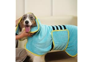 HezzLuv Peignoir pour Chien Microfibre Ultra Absorbant, Manteau de Séchage pour Chien pour Un Séchage Rapide, Serviette Douce pour Chien pour Chiots et Animaux Adultes, Bain, Natation et Toilettage
