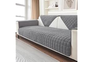 FASCINATDECO Sofa Überzug, Weiche Flanell Sofa Sitzkissenbezug, Sofaschoner rutschfest, Sofabezug 1 2 3 Sitzer Couch überzug für Wohnzimmer, Sofaüberwürf L Form Sofaschutz (Grau,70x150cm)