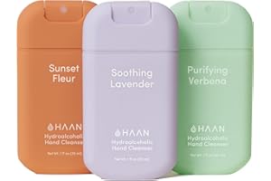 HAAN Detergente Idroalcolico per Mani 30ml, Confezione da 3 Igienizzanti Mani, Fragranze Disponibili Sunset Fleur, Soothing Lavender, Purifying Verbena | Igienizzante Mani Antibatterico