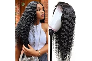 VALLBEST 4x4 Deep Wave Lace Closure Wigs Brazilian Deep Curly Lace Front Wigs Wet Wavy Human Hair Pre Plucked Hairline with Baby Hair Glueless Deep Wave Peruvian Virgin Human Hair Wigs for Black Women 24 Inch