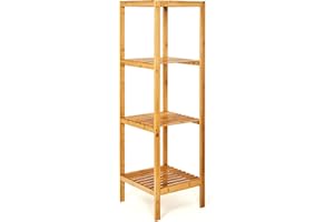 bambuswald© Étagère en Bambou 100% Durable et Stable - 4 Niveaux - Environ 110x33x33cm | Étagère en Bambou pour Salle de Bain Cuisine étagère sur Pied