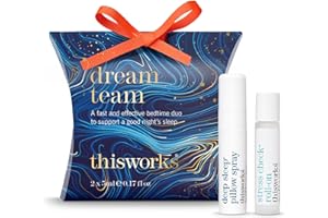 This Works Dream Team Gift Set - Travel Size Deep Sleep Pillow Spray Infused with Lavender, Camomile and Vetivert to Aid Sleep - Stress Check Rollerball with Ylang Ylang and Coconut Essential Oils