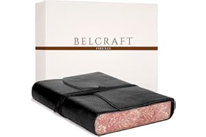 BELCRAFT Venezia Romantica Diario/Taccuino in Pelle, Realizzato a mano da Artigiani Toscani, Include Scatola Regalo (12x17 cm) Nero