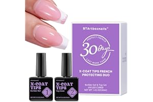 ‎BTARTBOX BTArtbox 15ml 2 in 1 Builder Gel und Top Coat Set für X-coat Tips French Nägels, kein Abplatzen der French Tips mehr, lange Haltbarkeit 30+ Tage