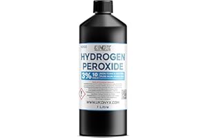 ONYX INGREDIENTS 101 1 Litre (1000ml) ONYX Hydrogen Peroxide - Purest Grade 3% - Unstabilized and Additive Free, Multi-Purpose Cleaner/Mold remover - Food Grade - 10 Vols