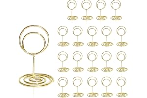 HomWanna Table Number Holders 20Pcs - 2 Inch Mini Place Card Holder Short Table Number Stands for Wedding Party Graduation Reception Restaurant Home Centerpiece Decorations Office Memo (Gold)