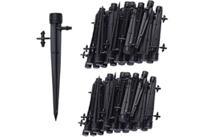 Kalolary 100pcs Irrigation System Drippers, 1/4" Inch Universal 360 Degree Adjustable Irrigation Drip Emitters with Connector Fit 1/4 (4-7mm) Tube Water Flow Irrigation System