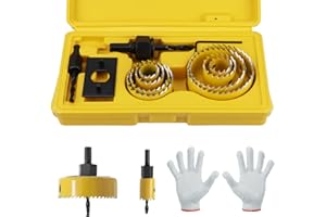 Wkmamo Set di 13 seghe a tazza, corona per trapano, in acciaio al carbonio, 19-64 mm, set per seghe a tazza, downlights, punte per trapano per legno, cartongesso (rosso)