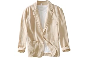 Icegrey Sakko Herren Baumwoll Leinen Regular Fit Schalkragen Anzugjacke 2 Knopf Jacke für Hochzeit Freizeit, Khaki, XXL
