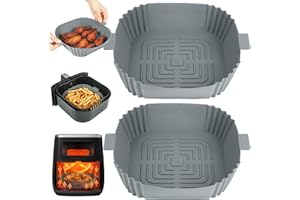 BYKITCHEN Silicone Air Fryer Liner Square, 2 Pack 8 Inch Air Fryer Silicone Inserts, Silicone Baking Basket/Tray, Air Fryer Accessories for COSORI, Ninja, Tower, Tefal, Philips Air Fryer